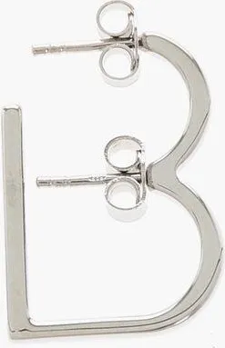 D'Heygere B-Shaped Silver Single Earrings size Unica