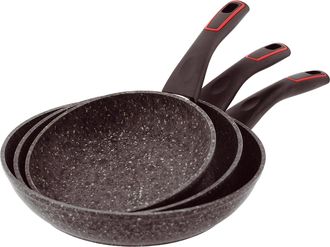 Jata Hogar Set Sf3 182226: Juego De 3 Sartenes De Aluminio Forjado, Aptas Para Inducci&oacute;n, Tacan&aacute;, 18/22/26 Cm