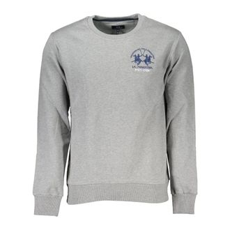 La Martina La Martina, Sweatshirts, male, Gray, Size: 2XL Gray Long Sleeve Sweatshirt with Embroidered Logo