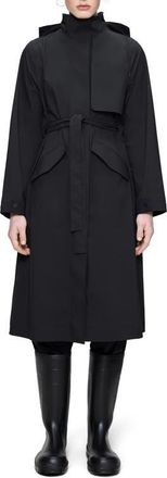 Rains Suva Waterproof Hard Shell Rain Coat with Removable Hood in Black at Nordstrom, Size X-Small
