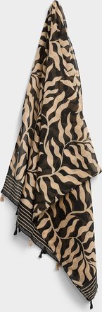 Simons Womens Tassel-trim lightweight two-tone safari scarf