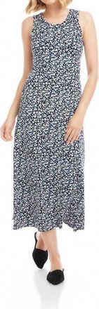 Karen Kane Sleeveless Side Slit Midi Dress In Painted Heart Knit Print