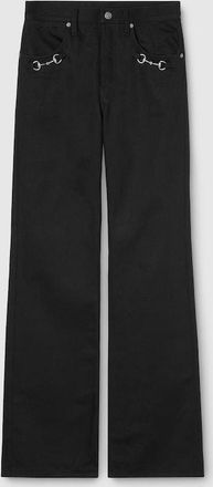 Gucci Cotton Denim Pants With Horsebit Detail, Size 30, Black