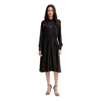 Fracomina Regular Fit Midi Jurk - Dames - Casual kleedjes - Zwart - L - Polyester - Kleedjes