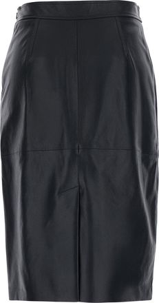 Max Mara Womens Skirt Timore Black Leather Lamb