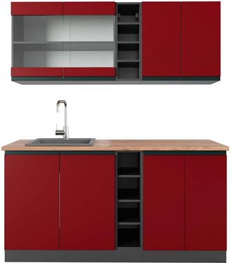 Vicco Cocina Vers&aacute;til R-line, Rojo/antracita, 160 Cm, Et Roble