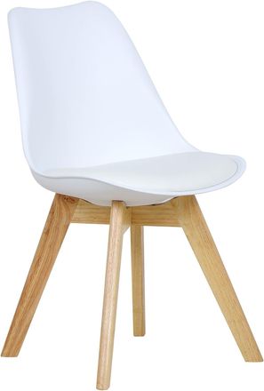 Woltu Sedia Da Pranzo Ecopelle Con Schienale Seduta Imbottita Gambe Di Legno 1pz Bianco - Woltu