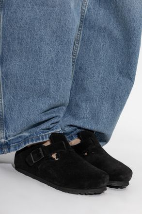 Birkenstock London Shearling Shoes, Womens, Black