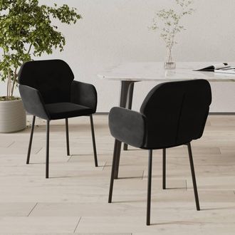 vidaXL Sillas De Comedor 2 Unidades Terciopelo Negro Vidaxl