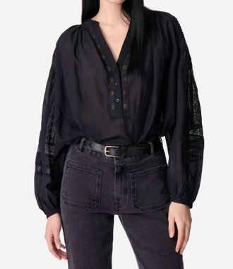 Vanessa Bruno Nipoa V Neck Long Sleeve Blouse In Black