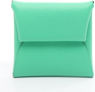 Herm&egrave;s Green Evercalf Leather Leather Coin Purse/Coin Case (Pre-Owned)