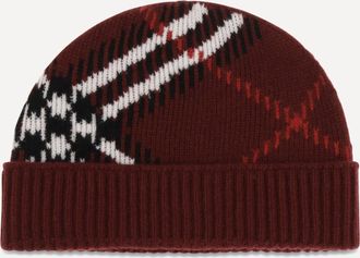 Burberry Cashmere Check Beanie Female UNI