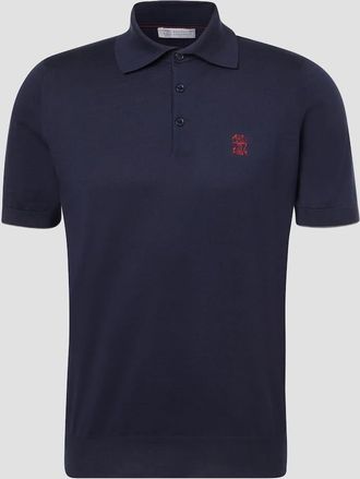 Brunello Cucinelli Embroidered cotton piqu&eacute; polo shirt