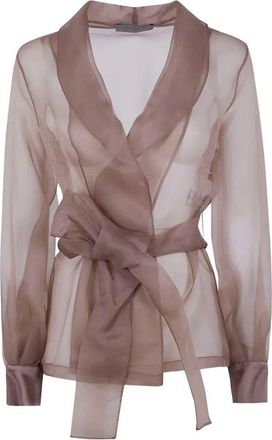 D.exterior D. EXTERIOR Organza Silk Belted Jacket