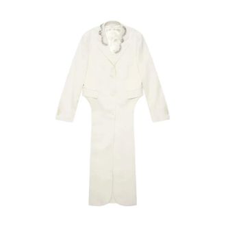 Simone Rocha Embellished Extended Hip Cutaway Tailcoat - female - Simone Rocha - Shirt Dresses - Beige - S - Dresses