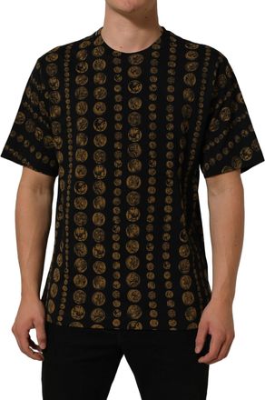 Dolce & Gabbana Black All Over Coin Print Cotton Men T-Shirt