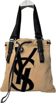 Saint Laurent Pre-owned Bucket Bag - Dames - Vintage Tas - Beige - ONE Size - Katoen - Vintage