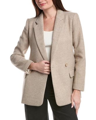1.State 1.State Single-Breasted Herringbone Wool-Blend Blazer