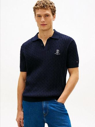 Tommy Hilfiger Regular Fit Embroidery Cable Knit Polo Shirt