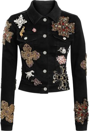 Dolce & Gabbana embellished denim jacket - women - Cotton/Elastomultiester/Spandex/Elastane - 38 - Black