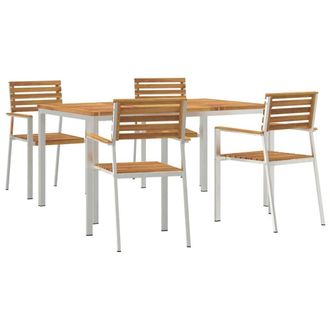 Berkfield Home 5 Piece Garden Dining Set Solid Wood Acacia in Brown