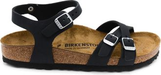 Birkenstock Platte Sandalen - Dames - Sandalen - Zwart - 39 EU - Leer - Schoenen