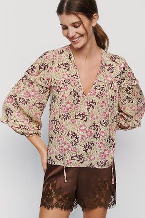 Rebecca Taylor Charlotte Ruffled V-Neck Blouse