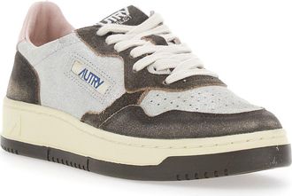 Autry Womens Sneakers Leather Upper Brown Suede Laminated Cow Trainers