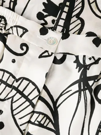 F.R.S. Floral-Print Silk Trousers - Cream