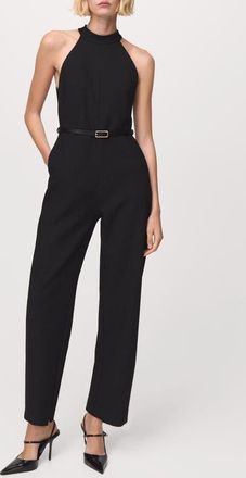 Mango Cutaway Sleeveless Jumpsuit in Black at Nordstrom, Size X-Small