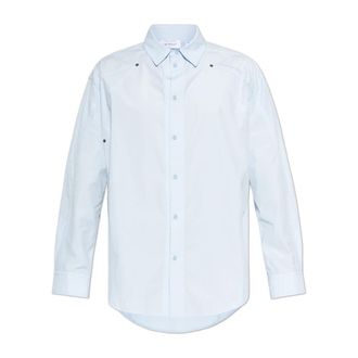 Off-white Shirt met geborduurd logo - Heren - Casual Overhemden - Blauw - M - Katoen - Overhemden