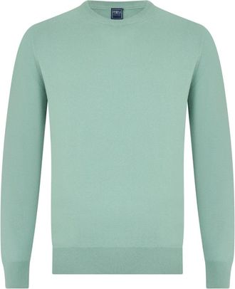 Fedeli Ronde Hals Trui - Heren - Cashmere truien - Groen - M - Kasjmier - Truien & Vesten