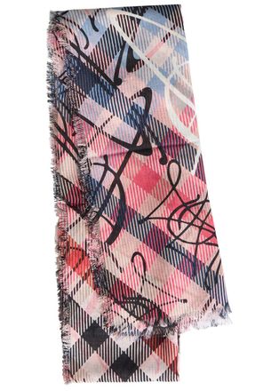 Vivienne Westwood Tartan Logo-monogrammed Wool Scarf - Pink - One Size
