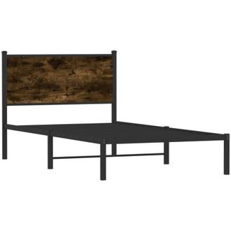 vidaXL Metal Bed Frame without Mattress Smoked Oak 100x200 cm Vidaxl