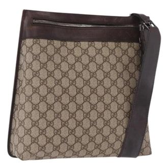 Gucci Pre-owned Vintage GG Canvas Schoudertas - Dames - Pre-owned - Beige - Maat: ONE Size Leer