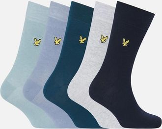 Lyle & Scott Lyle And Scott Mens 5 Pack of Plain Core Socks - Blue - Size: 7/8.5/8/7.5/9/9.5/10/10.5/11