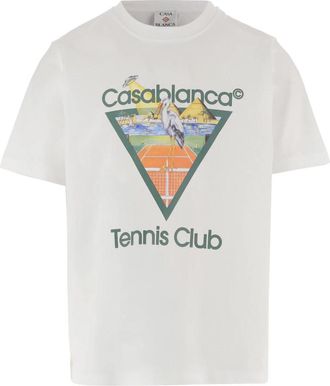 Casablanca Tennis Club Icon T-shirt - Heren - T-shirts - Wit - L - Katoen - Tops