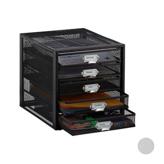 Relaxdays Relaxdays - Organizador Escritorio Con 5 Cajones Para Documentos A4, Acero, Negro, 29 X 27,5 X 35,5 Cm