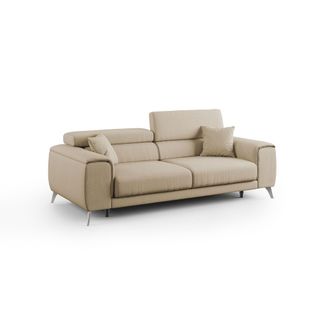 Divani.Store Fusion Sof&aacute; Con Asientos Deslizantes En Tela Suave Antimanchas 185 Cm Camel
