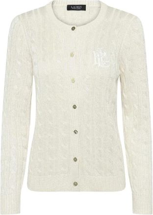 Ralph Lauren Kabelgebreide Cardigan - Dames - Vesten - Beige - XL - Katoen - Truien & Vesten