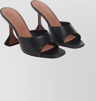 Amina Muaddi leather square-toe sculptural-heel mules