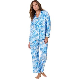 The Cats Pajamas Pima Knit Pajama Floral Set in Palm Grove Toile at Nordstrom, Size X-Small