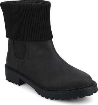 Journee Collection Isabeau Knit Collar Chelsea Boot - Wide Width Available in Vintage/Black at Nordstrom Rack, Size 7.5
