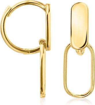 Canaria Canaria Italian 10kt Yellow Gold Paper Clip Link Hoop Drop Earrings
