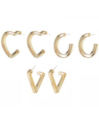 Eyecandy LA Luxe Collection 24K Plated CZ Dina 3pc Earrings Set