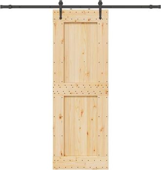 vidaXL Puerta Corredera Con Herrajes Madera Maciza De Pino 80x210 Cm Vidaxl