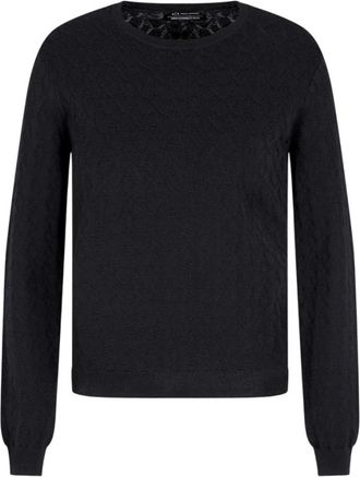 A|X Armani Exchange Trui met jacquard logo allover - Dames - Ronde hals truien - Zwart - S - Truien & Vesten