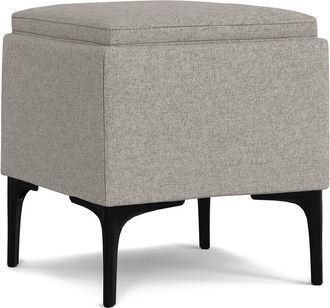 Simpli Home Natasha 18In Mid Century Square Storage Ottoman With Tray