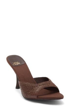 Jeffrey Campbell Agent Slide Sandal in Dark Brown Raffia at Nordstrom, Size 6.5
