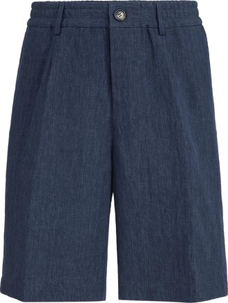 Brunello Cucinelli D&eacute;lav&eacute; linen Bermuda shorts in Azure at Nordstrom, Size 46 It